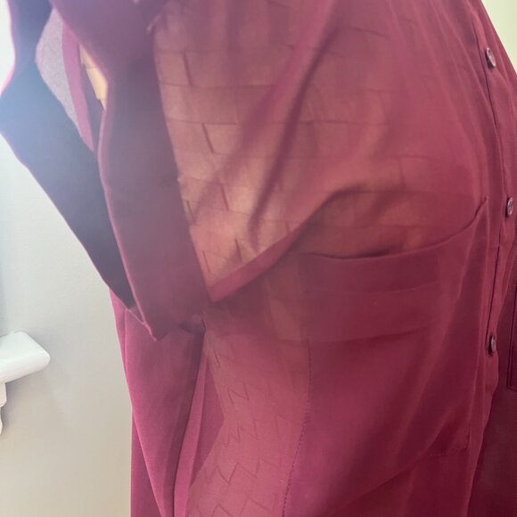 Gentle Fawn Sheer Burgundy Blouse, Size xs - Picture 2 of 3